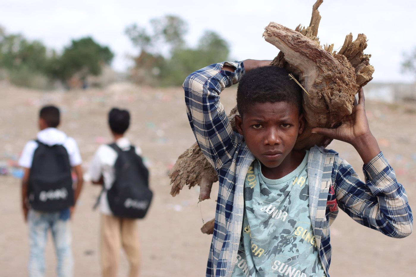 Fadhl Bakar, 13 years, is carrying firewood back to his tent. He dropped out of school when the battle erupted in his village in 2016. He fled to another village. He now spends most of his time supporting his family by doing daily work. 

Photo: Mahmoud Al-Filastini/ Norwegian Refugee Council