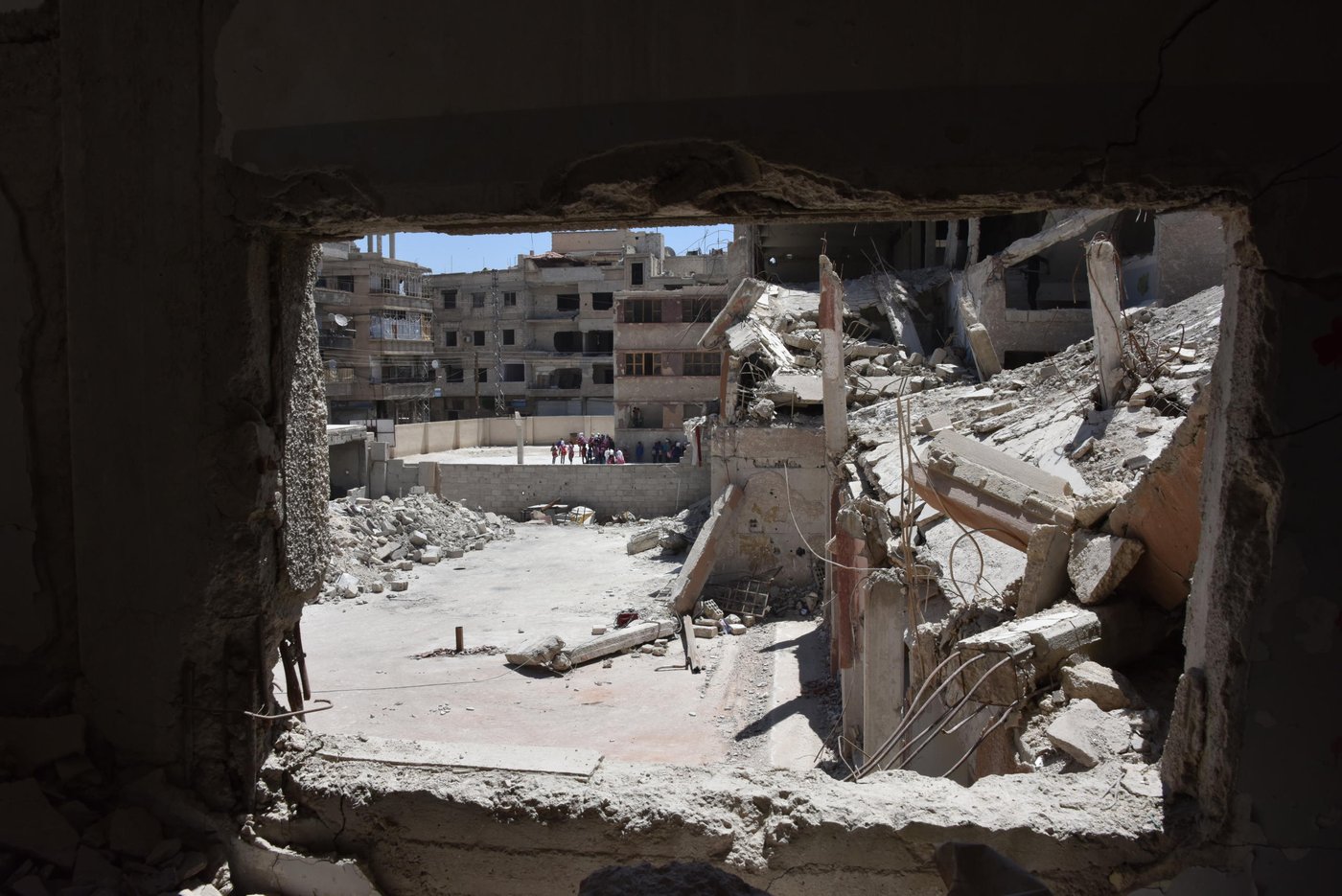 The school during the rehabilitation process – Harasta, Eastern Ghouta
Photo: Tareq Mnadili/NRC